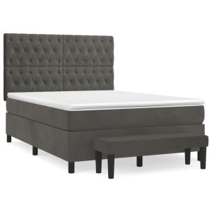 Boxspring met matras fluweel donkergrijs 140x190 cm