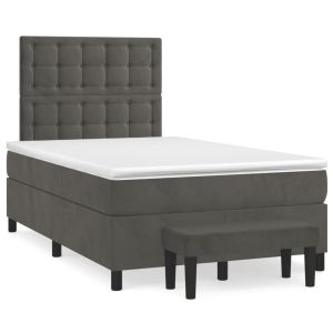 Boxspring met matras fluweel donkergrijs 120x200 cm