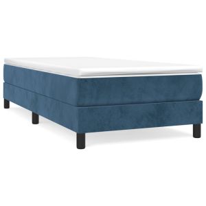 Boxspring met matras fluweel donkerblauw 90x200 cm