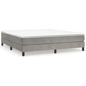 Boxspring met matras fluweel lichtgrijs 160x200 cm