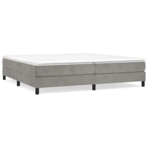 Boxspring met matras fluweel lichtgrijs 200x200 cm