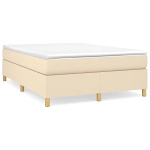Boxspring met matras stof crèmekleurig 140x190 cm