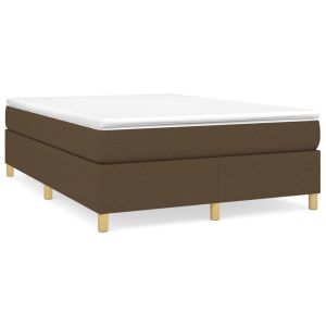 Boxspring met matras stof donkerbruin 140x200 cm