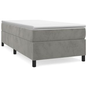 Boxspring met matras fluweel lichtgrijs 100x200 cm