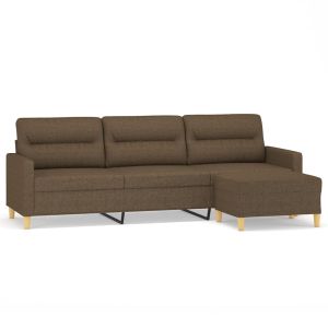 Driezitsbank met voetenbank 210 cm stof bruin