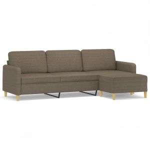Driezitsbank met voetenbank 210 cm stof taupe