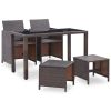 5-delige Tuinset met kussens poly rattan bruin