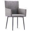 Eetkamerstoelen 6 st met armleuningen fluweel grijs