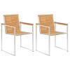 Tuinstoelen 2 st met kussens massief teakhout en staal