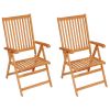 Tuinstoelen 2 st met rode kussens massief teakhout