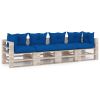 Tuinbank 4-zits met kussens pallet grenenhout