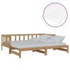 Slaapbank uitschuifbaar grenenhout honingbruin 2x(90x200) cm