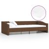 Slaapbank met matras en USB stof bruin 90x200 cm
