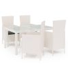 5-delige Tuinset met kussens poly rattan wit
