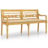 Bankje Batavia met beige kussen 150 cm massief teakhout
