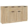 Dressoirs 3 st bewerkt hout sonoma eiken