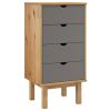 Ladekast OTTA 46x39,5x90 cm massief grenenhout bruin en grijs