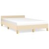 Bedframe met hoofdeinde stof crèmekleurig 120x200 cm