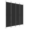 Kamerscherm met 4 panelen 200x220 cm stof zwart