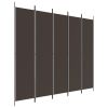 Kamerscherm met 5 panelen 250x220 cm stof bruin