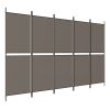 Kamerscherm met 5 panelen 300x200 cm stof antracietkleurig