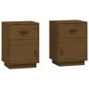 Nachtkastjes 2 st 40x34x55 cm massief grenenhout honingbruin