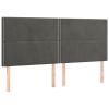 Hoofdborden 4 st 80x5x78/88 cm fluweel donkergrijs