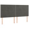 Hoofdborden 4 st 90x5x78/88 cm fluweel donkergrijs