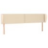 Hoofdbord met randen 183x23x78/88 cm stof crèmekleurig