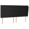 Hoofdbord met randen 203x23x118/128 cm kunstleer zwart