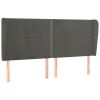 Hoofdbord met randen 183x23x118/128 cm fluweel donkergrijs