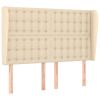 Hoofdbord met randen 147x23x118/128 cm stof crèmekleurig