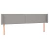 Hoofdbord met randen 183x16x78/88 cm stof lichtgrijs
