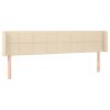 Hoofdbord met randen 183x16x78/88 cm stof crèmekleurig
