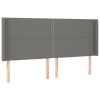 Hoofdbord met randen 163x16x118/128 cm stof donkergrijs