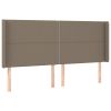 Hoofdbord met randen 203x16x118/128 cm stof taupe