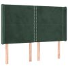 Hoofdbord met randen 147x16x118/128 cm fluweel donkergroen