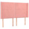 Hoofdbord met randen 147x16x118/128 cm fluweel roze