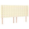 Hoofdbord met randen 203x16x118/128 cm kunstleer crèmekleurig