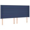 Hoofdbord met randen 203x16x118/128 cm stof blauw