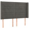 Hoofdbord met randen 147x16x118/128 cm fluweel donkergrijs