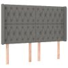 Hoofdbord met randen 163x16x118/128 cm stof donkergrijs