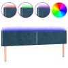 Hoofdbord LED 160x5x78/88 cm fluweel donkerblauw