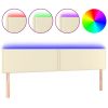 Hoofdbord LED 160x5x78/88 cm kunstleer crèmekleurig
