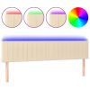 Hoofdbord LED 200x5x78/88 cm stof crèmekleurig