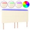 Hoofdbord LED 200x5x118/128 cm kunstleer crèmekleurig