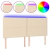 Hoofdbord LED 200x5x118/128 cm stof crèmekleurig