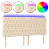 Hoofdbord LED 200x7x118/128 cm stof crèmekleurig