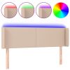 Hoofdbord LED 147x16x78/88 cm kunstleer cappuccinokleurig