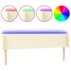 Hoofdbord LED 203x16x78/88 cm kunstleer crèmekleurig
